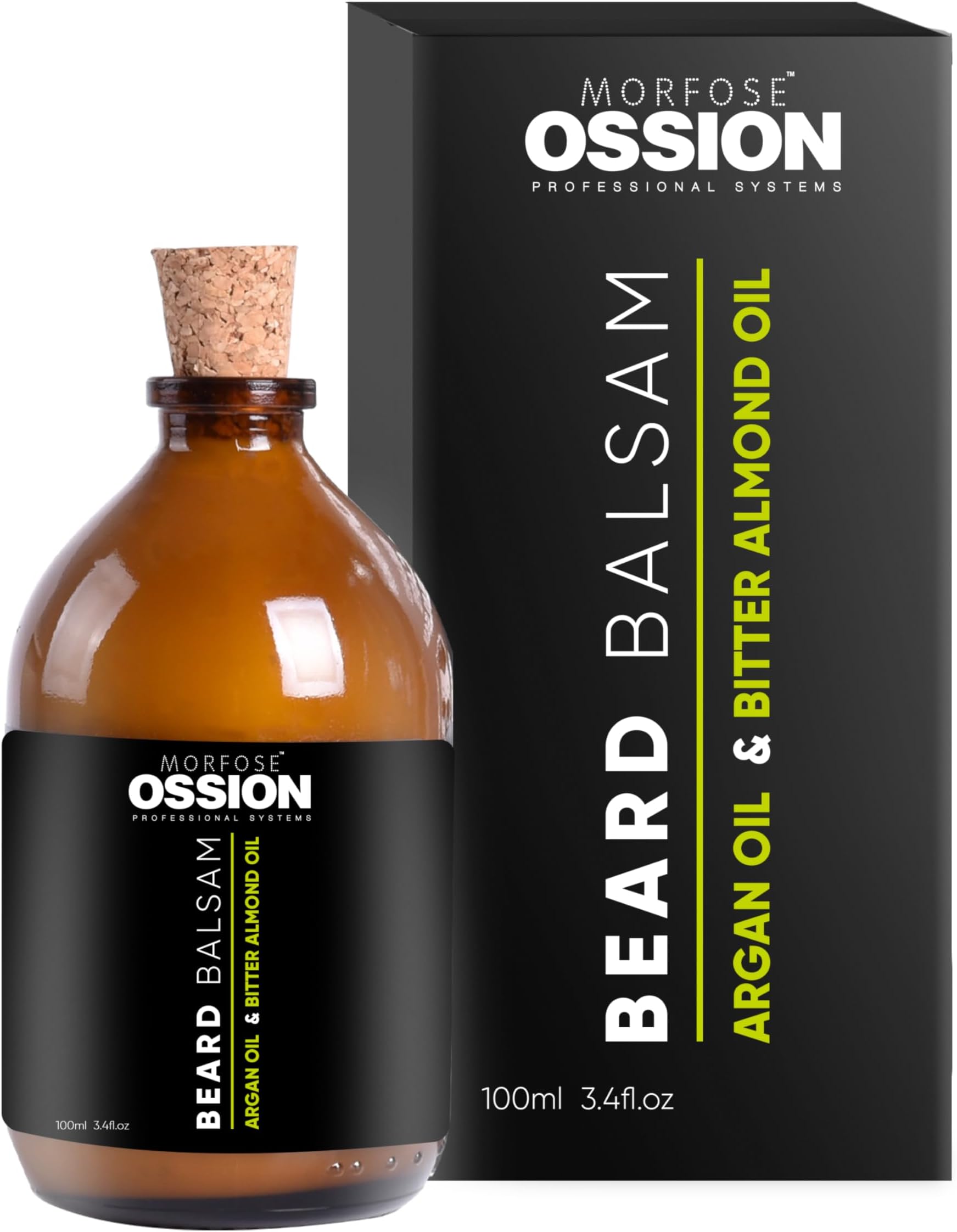 Ossion Beard Care Balsam, Promotes Healthy Hair Growth, Fuller, Longer and Thicker Beard, Alleviates Itches, Eliminates Beardruff, Enriched with Argan and bitter Almond Oil, 3.4 Ounce