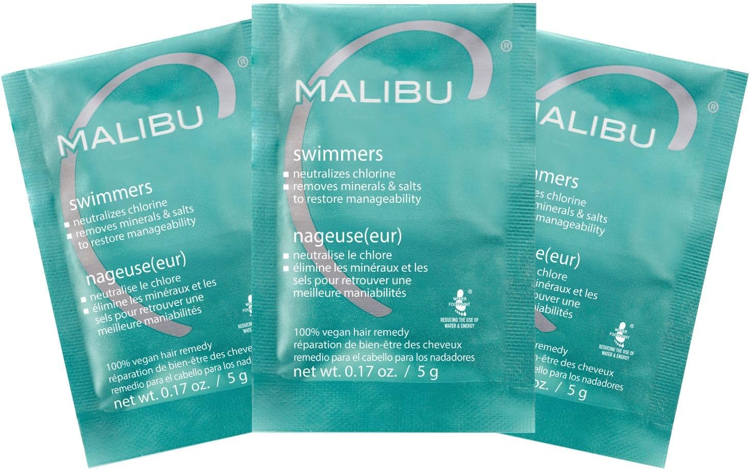 Malibu C Swimmers Wellness Hair Remedy Help Prevents and Protects Hair Discoloration from Chlorine and Pool Elements Hydrating Vitamin C Complex for Healthier Hair, 5 grams 3 Count