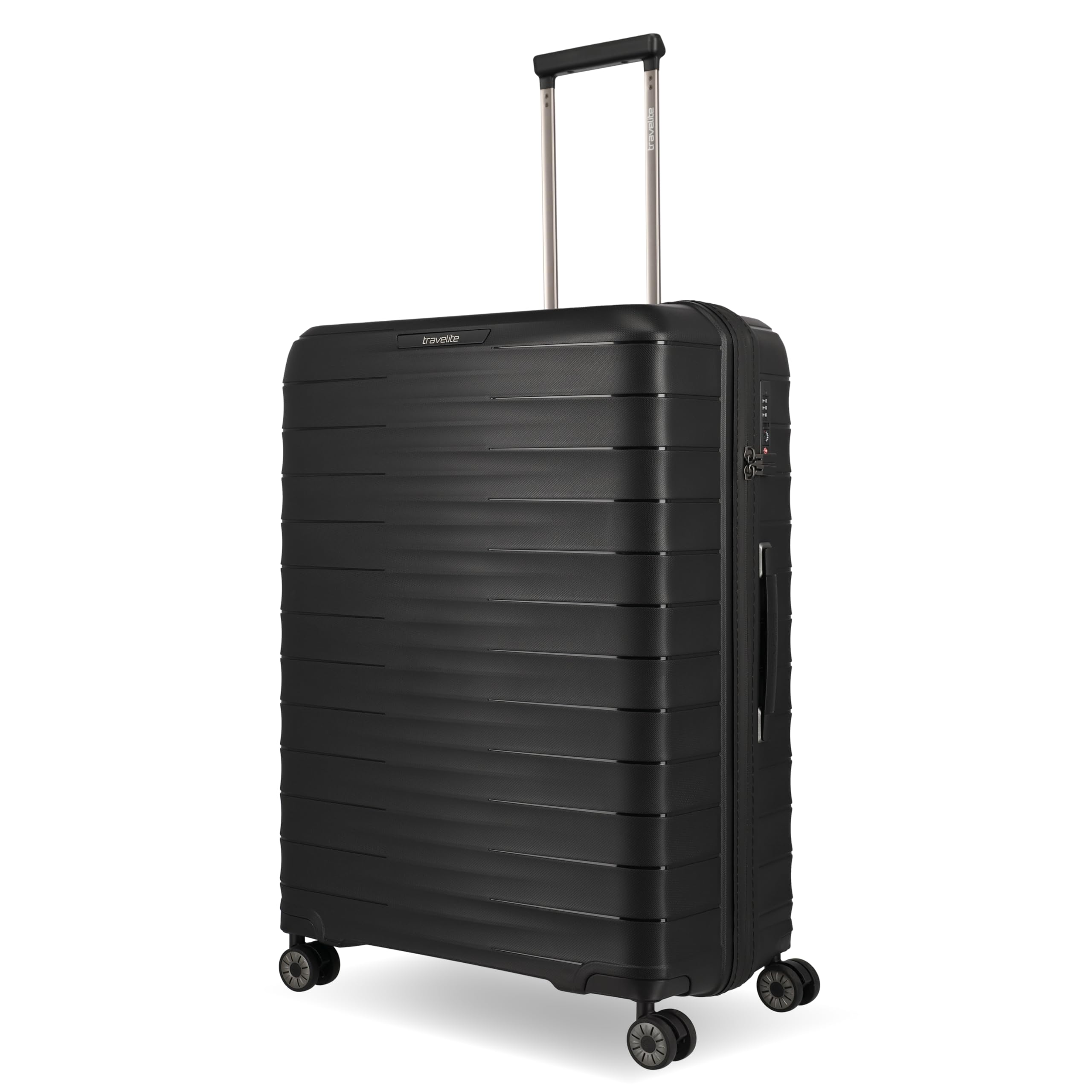 Travelite Koffer groß, MOOBY L, Kratzfeste Hartschale, mit recyceltem Material, 77 cm, 106 l, 3,7 kg, mit 4 leichtläufigen Doppelrollen & TSA-Schloss – robuster Reisekoffer für Lange Reisen