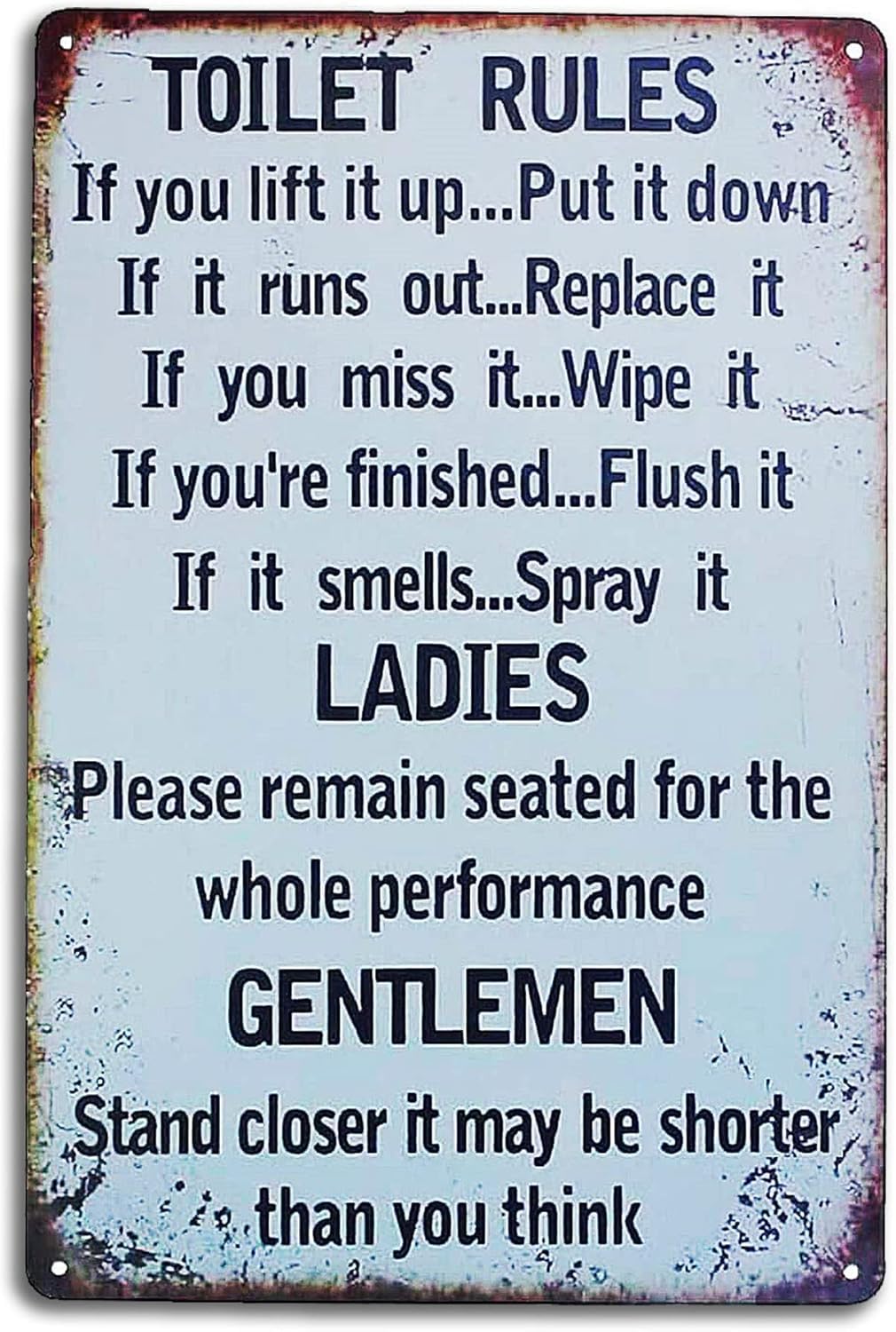 Toilet Rules Vintage Metal Tin Sign Posters Wall Art Aluminum Sign For Cafe Bar Garden Home Bathroom Decoration 16x12 inch