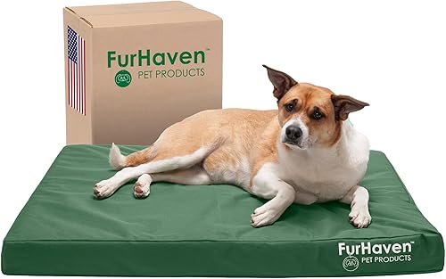 Miniatura 10 de Furhaven Cama de gel refrescante para perros grandes de hasta 95 libras, resistente al agua, funda extraíble lavable, lona de poliéster, logotipo,