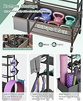Vista 3 de Dumbbell Rack, Adjustable 4-Tier Weight Rack Movable, Home Gym Organizer Up to 405 lb with Lockable Casters & Hooks, Workout Equipment Storage for