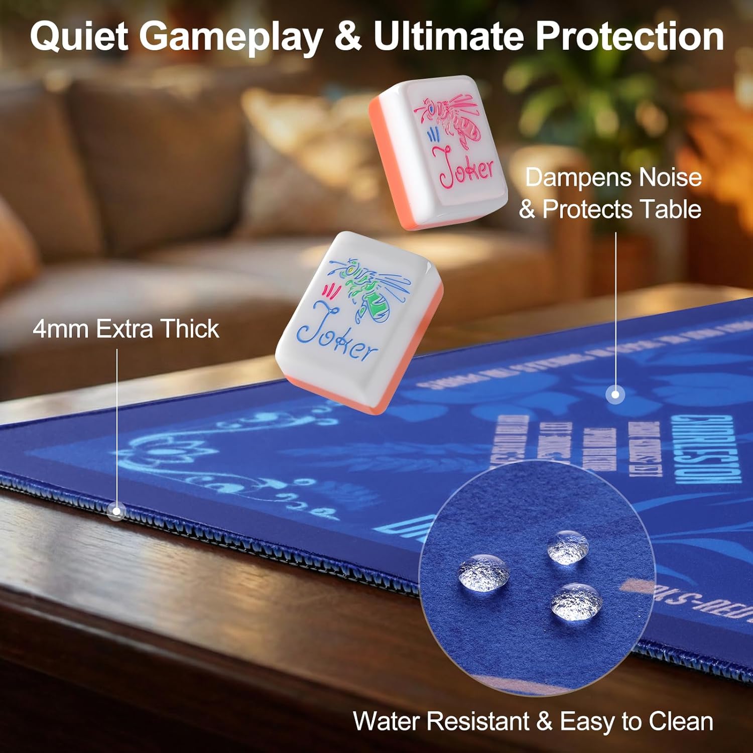 Monet Garden Mahjong Mat 31.5" x 31.5", Non-Slip Rubber Base & Soft Plush Surface, Elegant Floral Game Table Cover for American Mahjong, Bridge & Board Games, Noise Reducing
