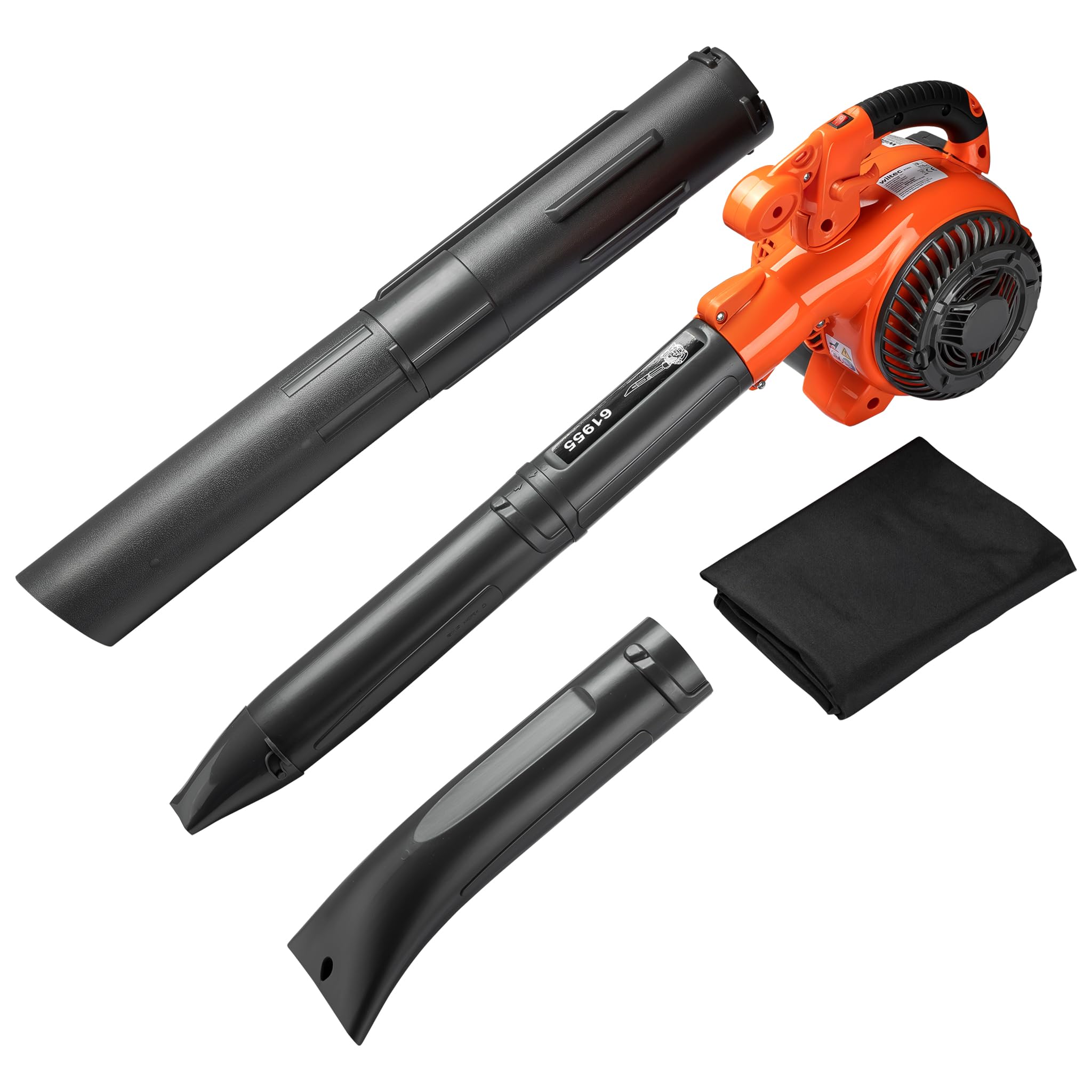 Wiltec Outil Multifonction 3 en 1 – 580 x 290 x 390 mm – Essence 0,5 l – 0,75 KW 1 CV – Sac collecteur 50 l – Aspirateur Souffleur de Feuilles mortes & Broyeur végétaux – Jardinage