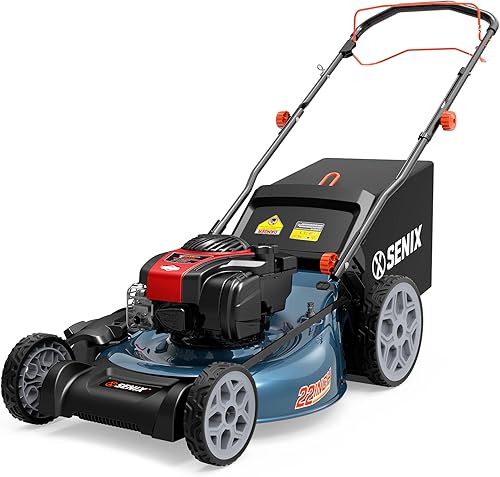 Miniatura 10 de SENIX LSPG-M4 - Cortacésped de gas de 21 pulgadas con motor Briggs y Stratton de 4 ciclos de 125 cc, acolchado y descarga lateral, ajuste de altura