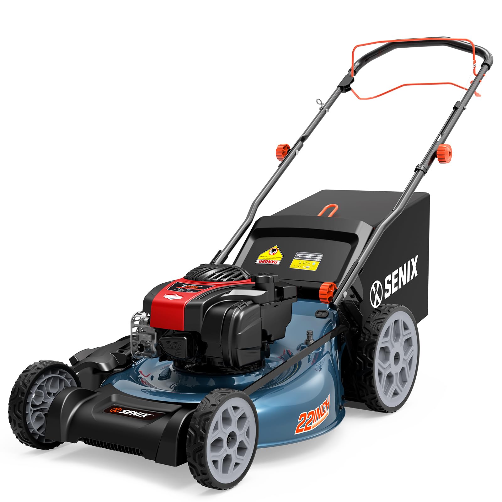 SENIX 22-inch self-propelled gas lawn mower with steel deck