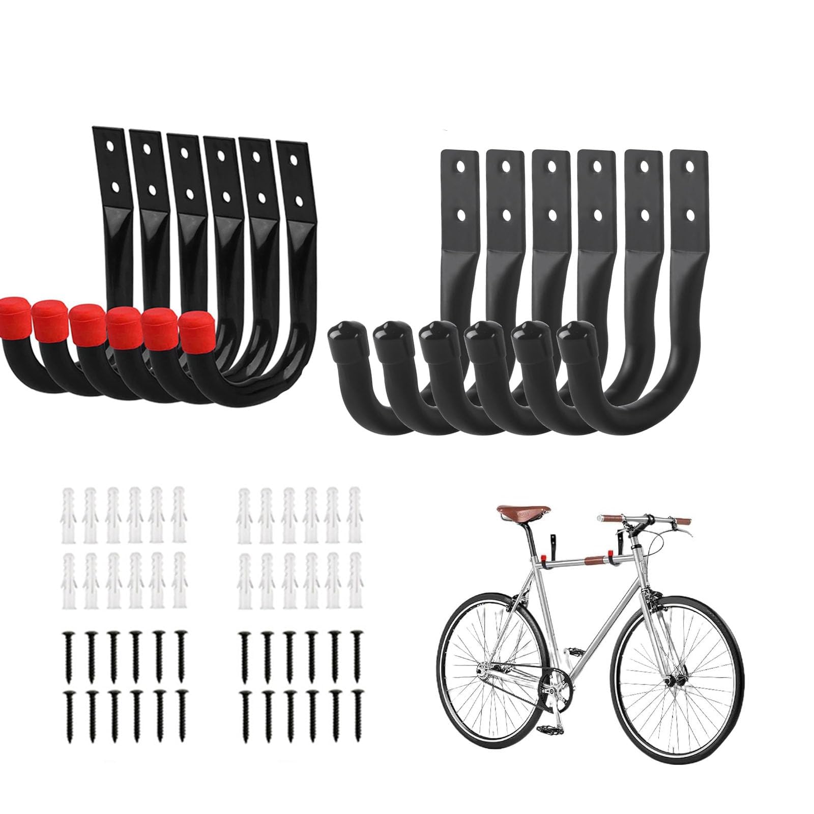 LTSVBO 12 Pcs Garage Storage Heavy Duty J Hooks, Bike Hooks for Garage Wall, Utility Garage Hooks, Wall Mount J Hook for Hanging, Large Metal Storage Organizer Tool, Extension Cord Hanger