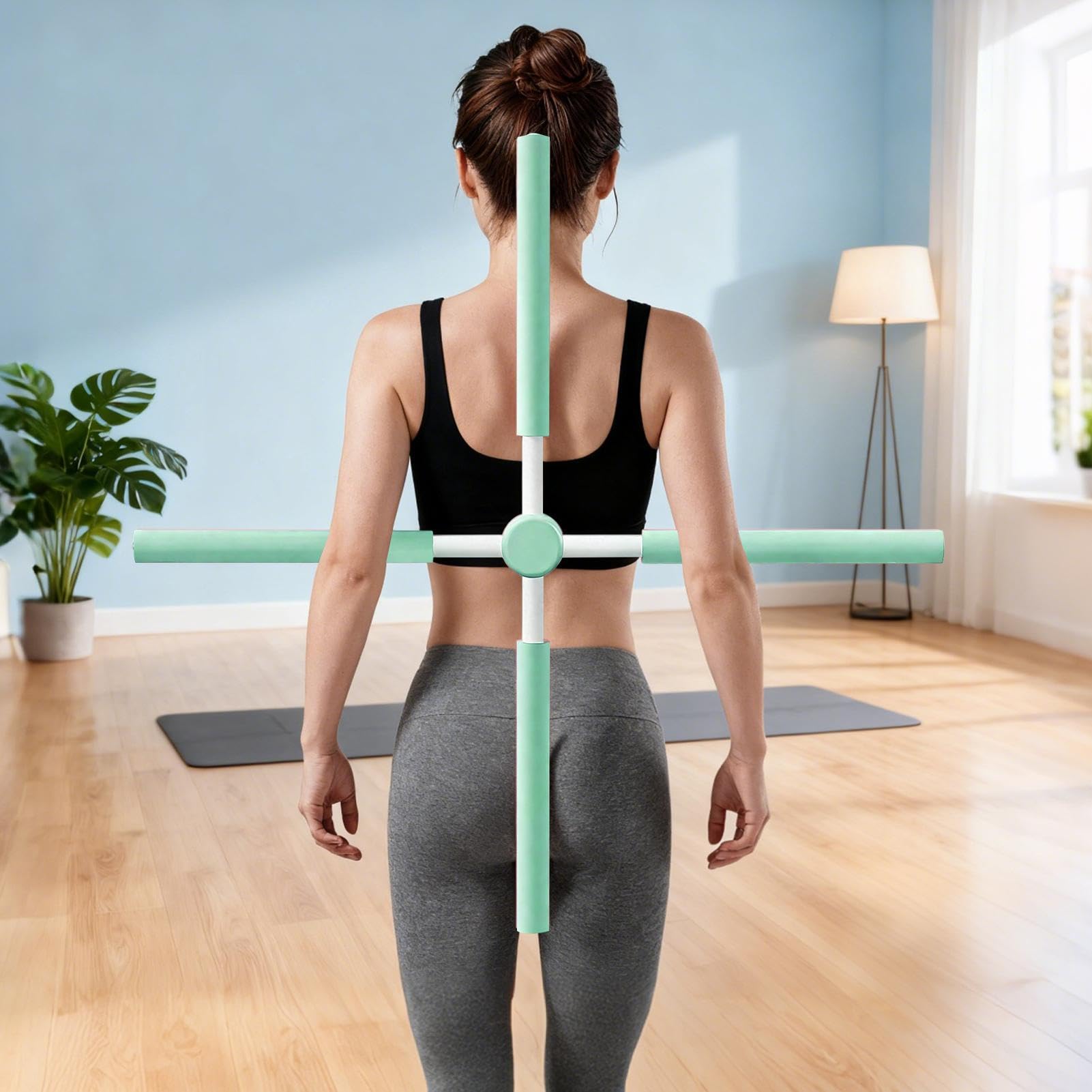 Bâton De Yoga Correcteur De Posture – Barre En Acier Inoxydable Et Mousse ABS – Anti-dos Rond, épaules Et Nuque – Léger 355 G – Femmes, Enfants, Tous âges