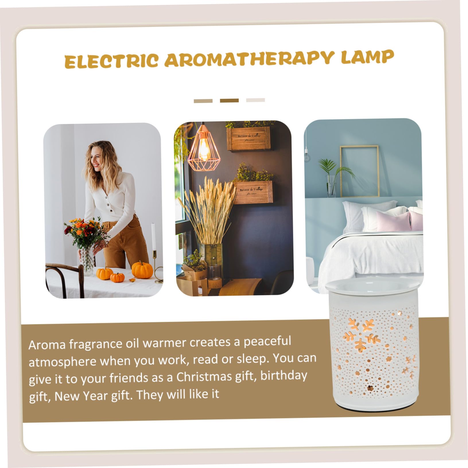 Elektrische Duftlampe aus Keramik mit Runder Form und 25 W Leistung Aromatherapie Brenner für Zuhause zum Entspannen und Dekorieren in Schlaf und Arbeitsräumen