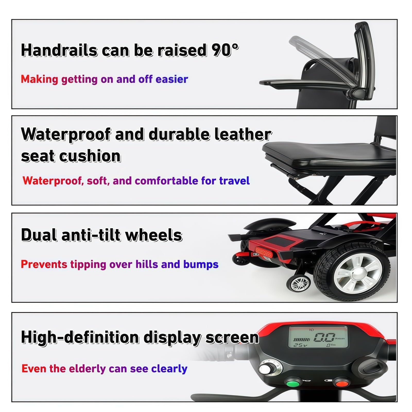 Scooters para Personas Mayores, Scooters De Movilidad con Luces, Plegables Y Compactos, con Batería De Larga Duración, para Adultos, Ancianos Y Personas con Discapacidad.