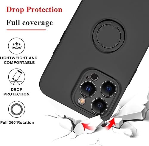 Miniatura 3 de Uioeua - Funda compatible con iPhone 13 Pro Max con soporte de anillo magnético para automóvil, funda suave de microfibra de silicona líquida de