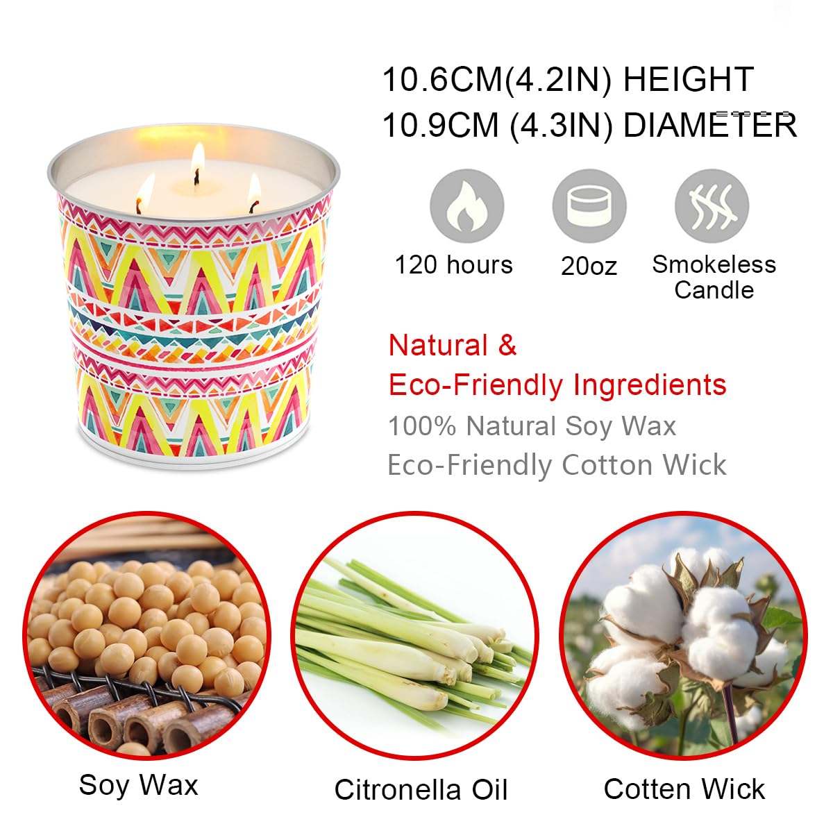 Citronella-Soja-Kerzen, angereichert mit Eukalyptus und Zitronengras, Notfallkerzen, lustige natürliche Kerze, Geschenk für drinnen und draußen, Zuhause, Terrasse oder Garten, 2 Packungen à 482 ml,