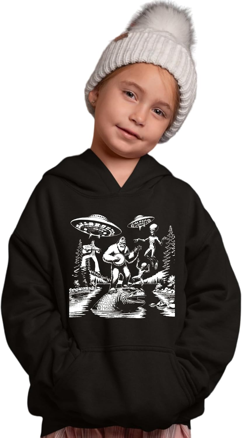 Go All Out Bigfoot Elvis Loch Ness Monster Alien UFO Jam Session Mens Women Youth Sweatshirt Hoodie