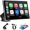 Pantalla CarPlay para auto, CarPlay y Android Auto inalámbricos de 7" (plata) | Pantalla táctil portátil con Mirror Link, Bluetooth, control por voz, navegación con mapas, transmisor FM, instalación plug-and-play 1