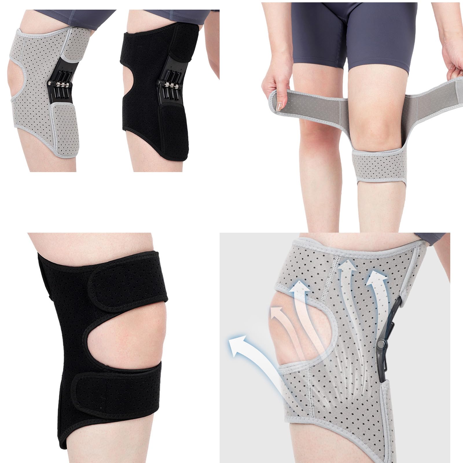 PURPLELILY Genouillère multifonctionnelle pour le sport, les rebondissements puissants, pour la course à pied, l'entraînement, l'haltérophilie, la gym, avec ressorts de rebond puissants