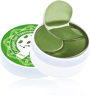 Under Eye Patches,Skin Care Eye Patches for Puffy Eyes and Dark Circles,Green Tea Moisturizing Collagen Eye Gel Pads,24K Gold Repair Under Eye Mask,Black Pearl Brighten Hydrogel Eye Patch(Green Tea,60Pcs)