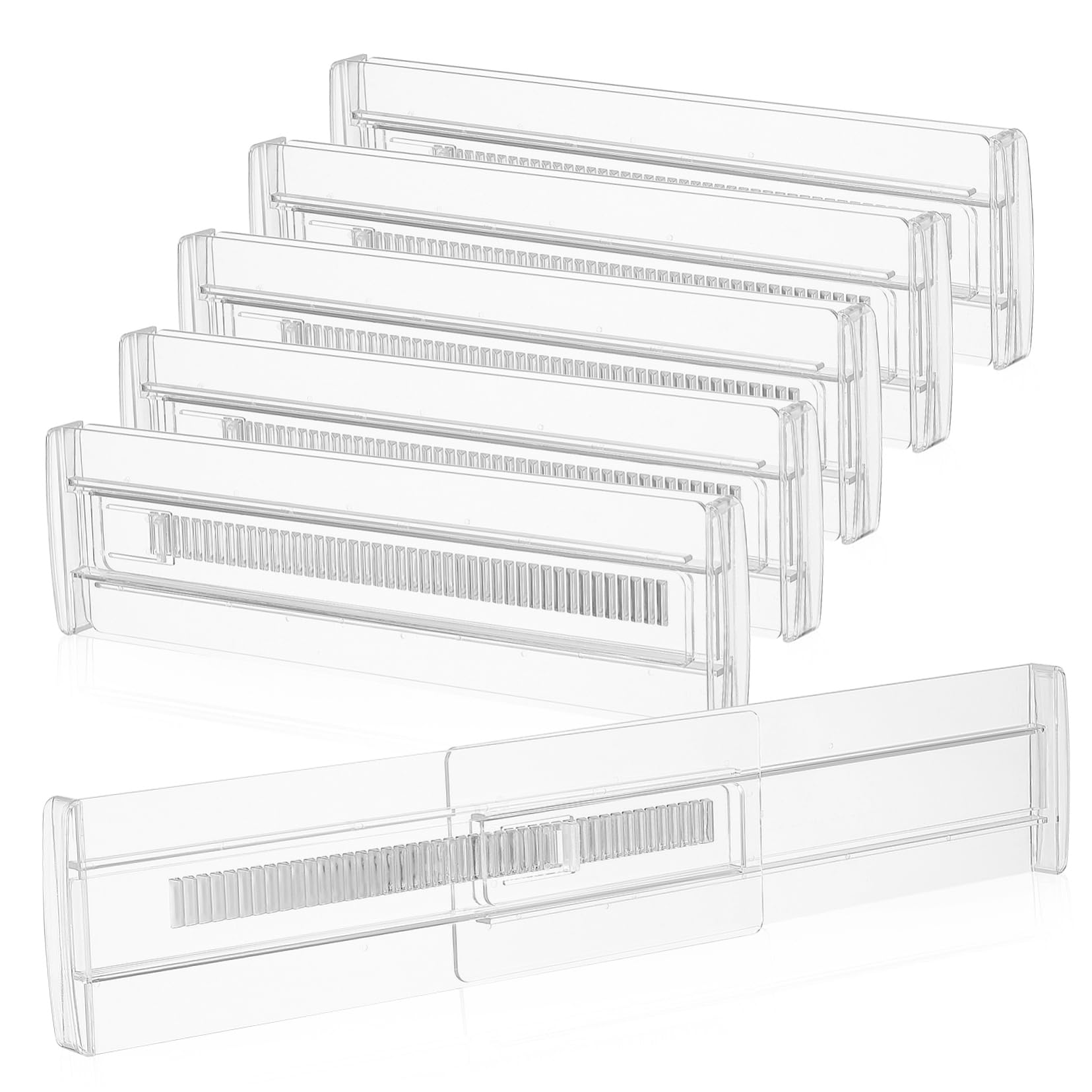 6 pièces Organisateur de Tiroir Transparent Séparateurs Ajustables Plastique pour Vêtements et Ustensiles Rangement Pratique et Polyvalent