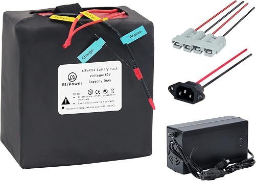 60V 20Ah LiFePO4 B attery Pack Built-in 50A BMS for 0-3000W Motor,DIY Projects and Outdoor Equipment