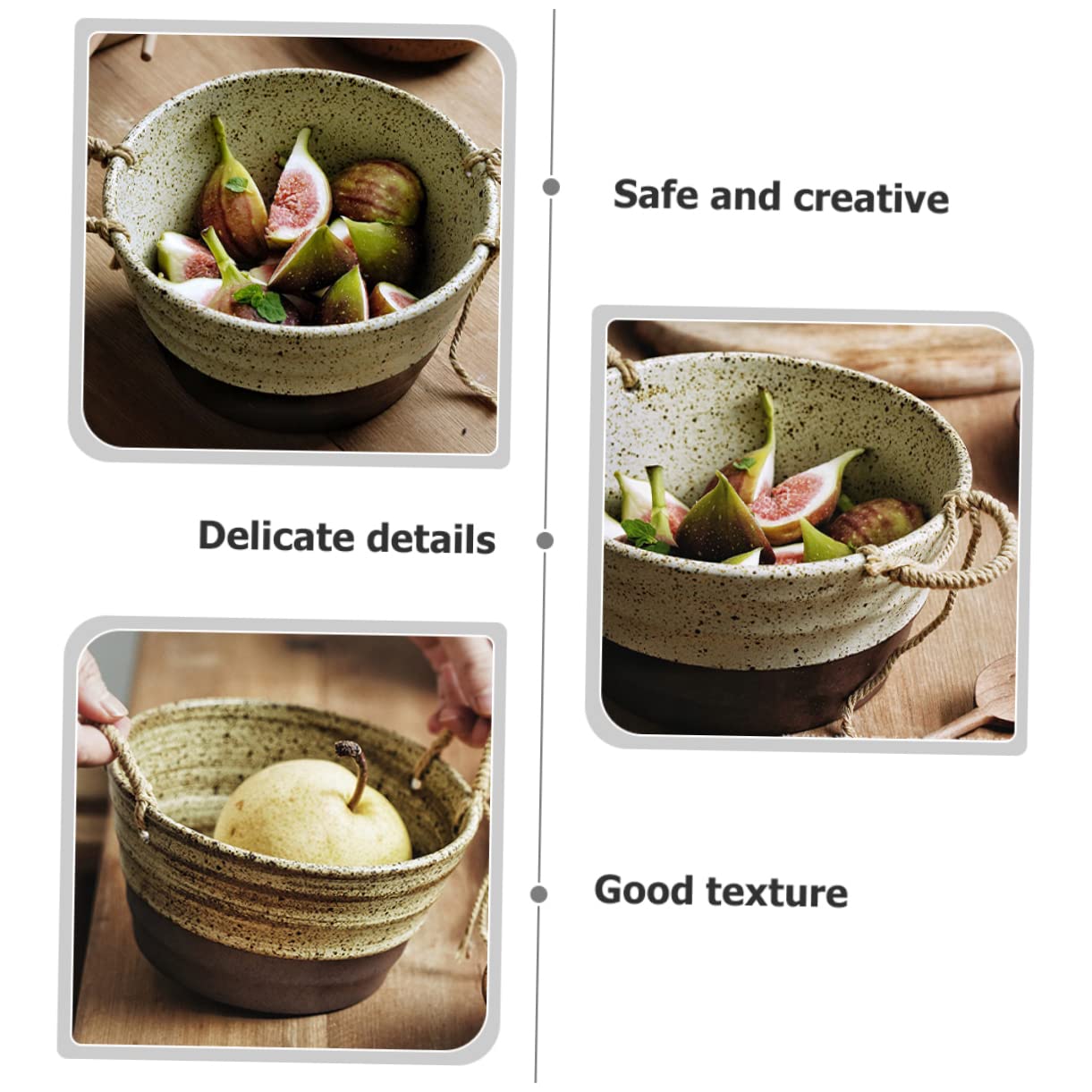 ABOOFAN Cuenco Apilable Doble Asa Estilo Retro Japonés de Cerámica Apto para Lavavajillas, para Sopa y Ensalada Cocina
