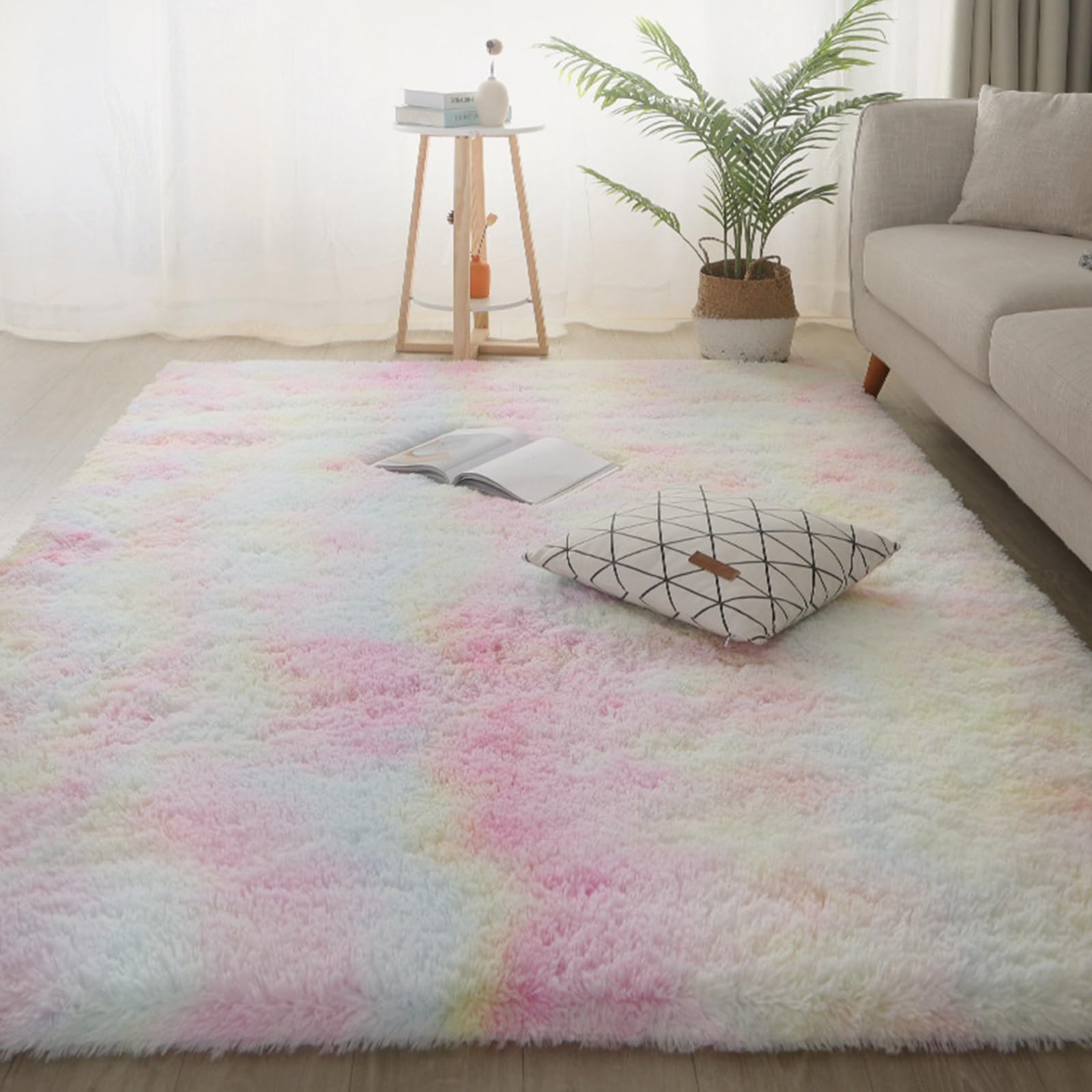 Tapis de sol moelleux shaggy haut de gamme avec envers antidérapant sécurisé pour chambre