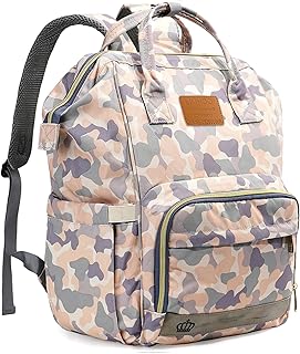 LIMHOO Diaper Bag Backpack for Men Dad, Waterproof Large Canvas Camo Nappy Bags, Baby