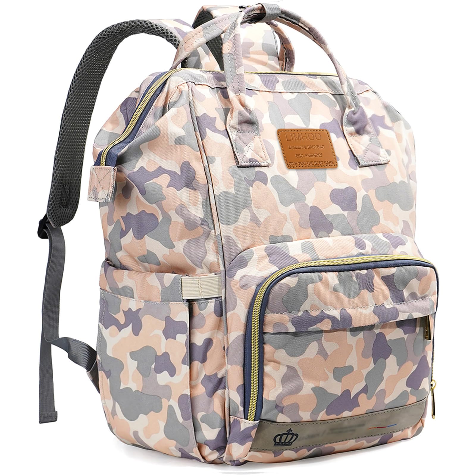 LIMHOO Diaper Bag Backpack for Men Dad, Waterproof Large Canvas Camo Nappy Bags, Baby Care Bag (New Camouflage)