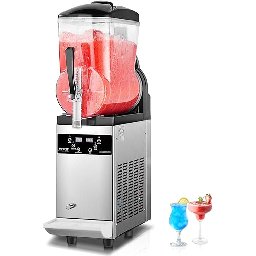 VEVOR Commercial Slushy Machine, 12L Single Tank Frozen Drink Machine, 48 Cups Stainless Steel Margarita Smoothie Frozen Drink Maker, Slushie Maker for Home Party Restaurants Cafe Bars