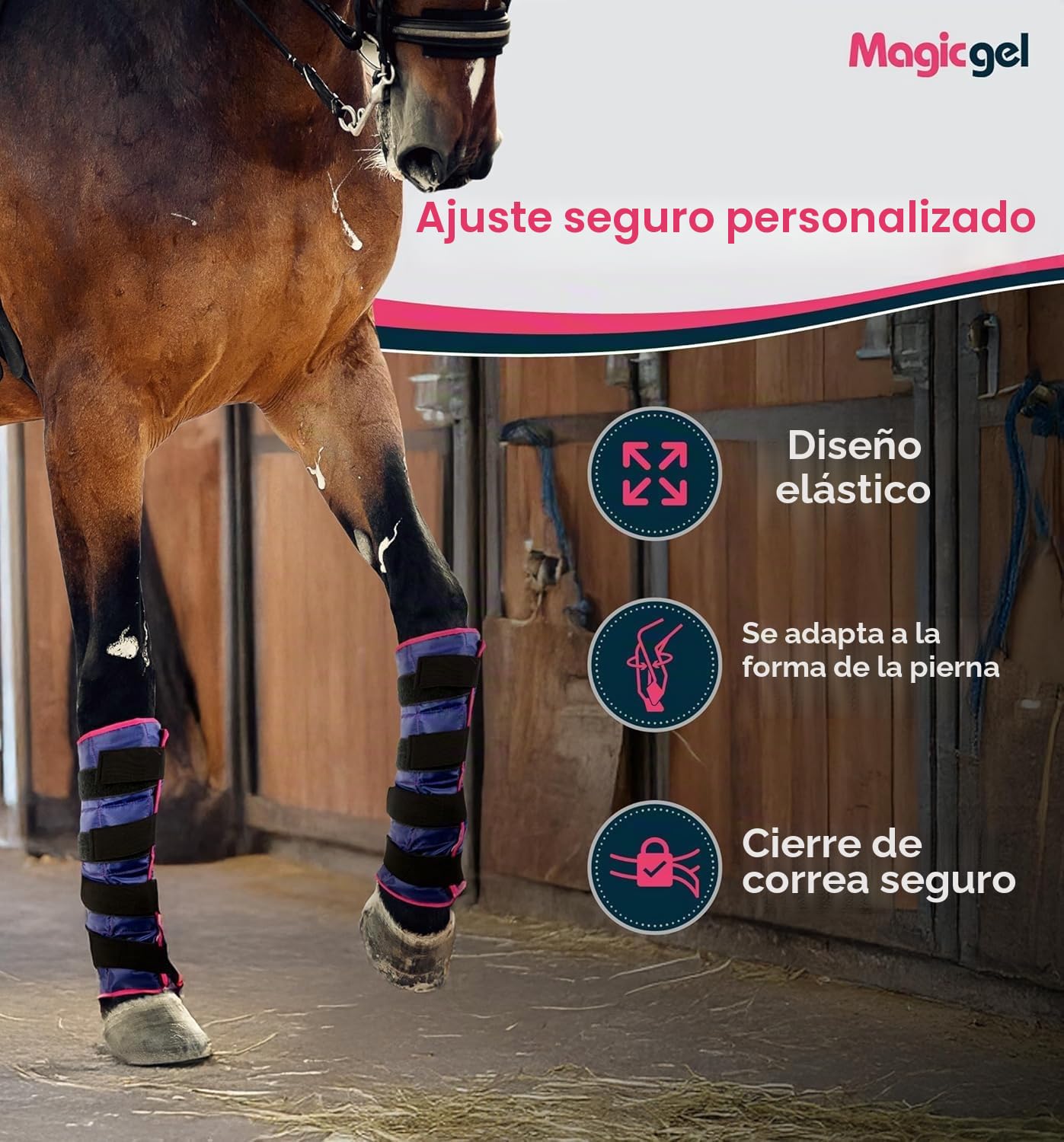 Magic Gel Bolsa Gel Frio para Caballo – 2x Bota de Hielo Reutilizable para Lesiones de Caballos en Tobillos Rodillas Piernas y Pezuña - Pack de 2