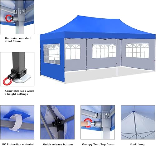 Miniatura 4 de Diophros Tienda de campaña emergente para exteriores, tienda de campaña cambiante de 10 x 20 pulgadas, instantánea con 4 paredes laterales, tienda