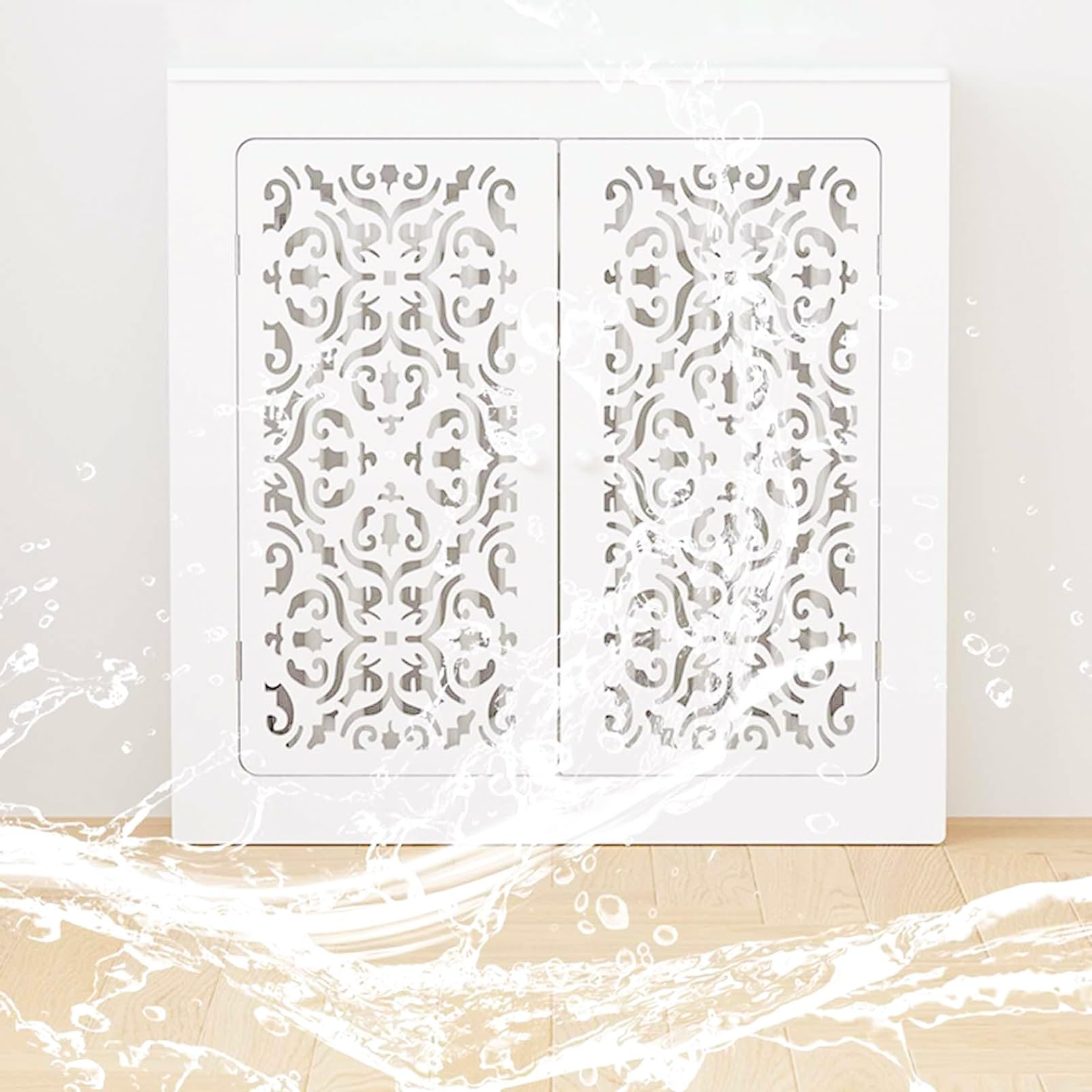 Moderno armario con cubierta de radiador de granja con estante Sto – Soporte de calentador para baño, cocina, oficina y habitación de Utili – Decoración rústica que ahorra espacio y funcional Sto