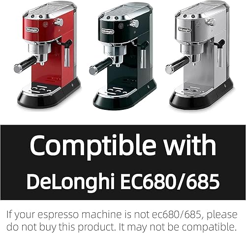 Miniatura 4 de Portafiltro sin fondo de 3 orejas de 2.008 in para máquina de café espresso Delonghi Dedica EC680EC685EC785EC820EC850EC860 SMEG, cesta de acero