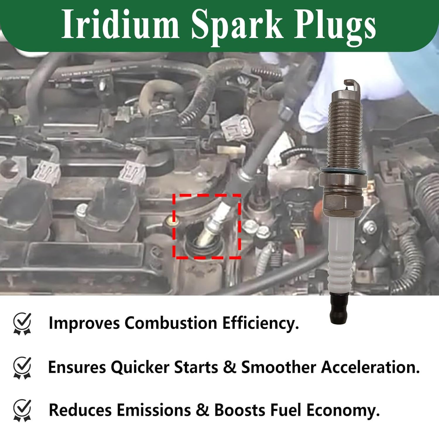 4Pcs Iridium Spark Plug 12290-6A0-A01,Compatible With Honda Accord 10th 2018-2021 1.5T Acura RDX 2.0T, Automotive Spark Plugs Replacement 12290-6A0-A01 92411 DILKAR8P8SY Ignition Parts
