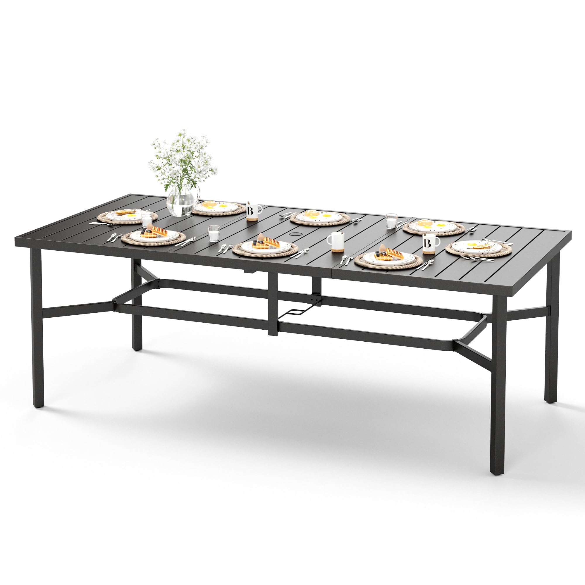 HERA'S HOUSE long black rectangular metal dining table
