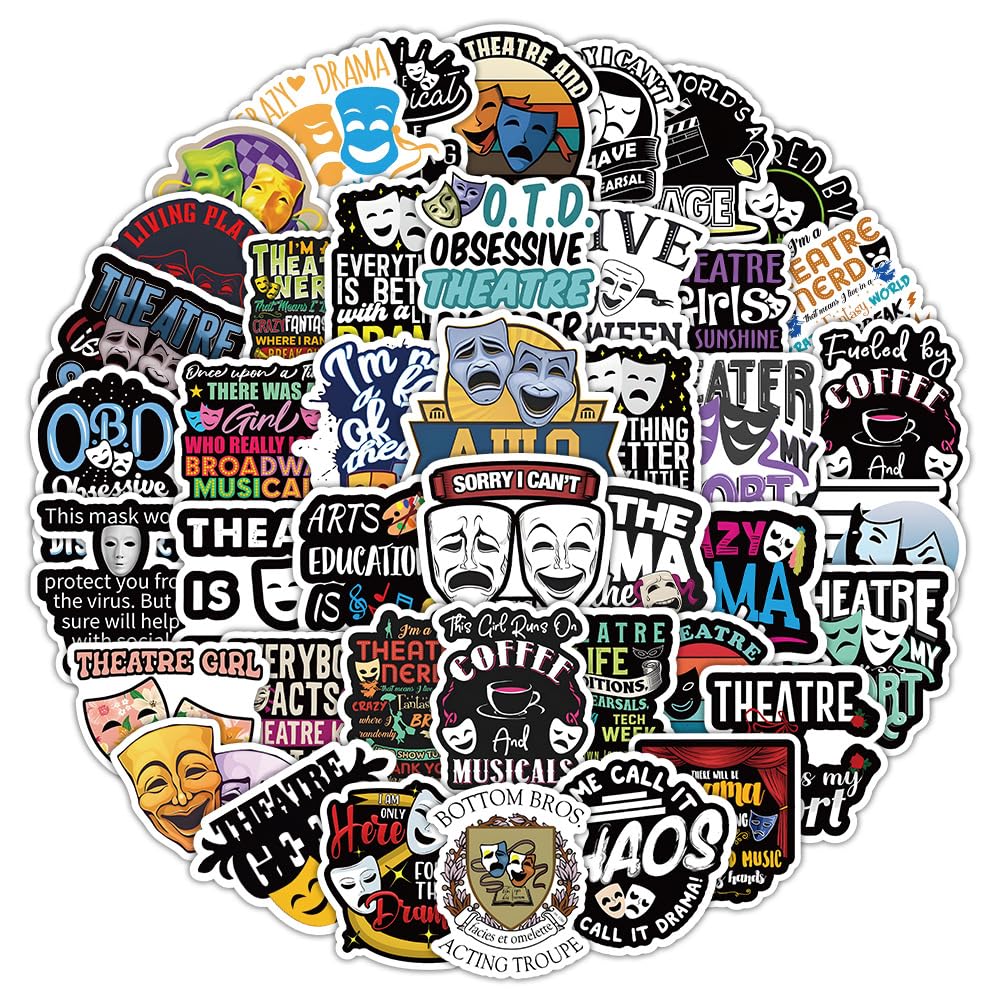 Theatre Stickers 100 Pcs Vinyl Cute Cartoon Sticker for Water Bottle Skateboard Scrapbook Laptop Luggage Computer Car Helmet Bike Refrigerator,Waterproof Funny Sticker for Teens Adults Kids - Image 2