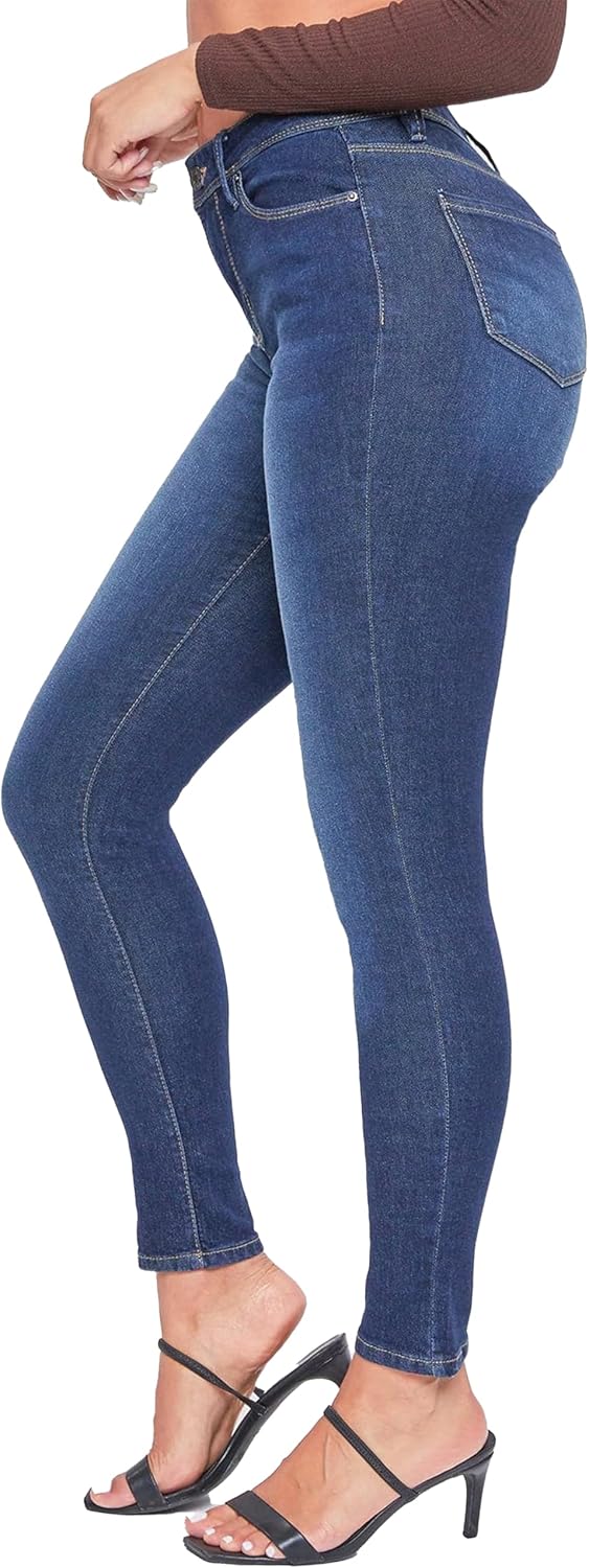 YMI Womens YMI Womens Basic 1-Button High-Rise Skinny Jean Made with Recycled Fibers - Image 2