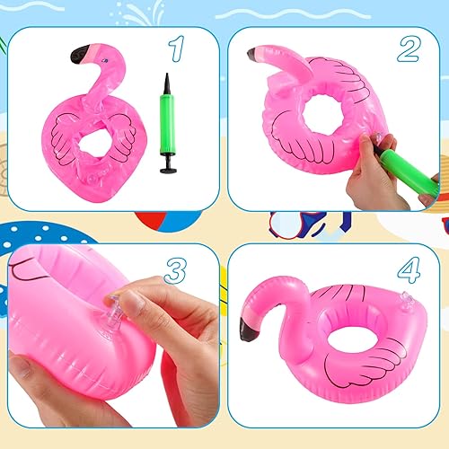 Vista 6 de CHENGU Juego de 6 flotadores de piscina para niñas, accesorios de natación, flotadores de piscina, anillo de fiesta, muñecas de niña, posavasos