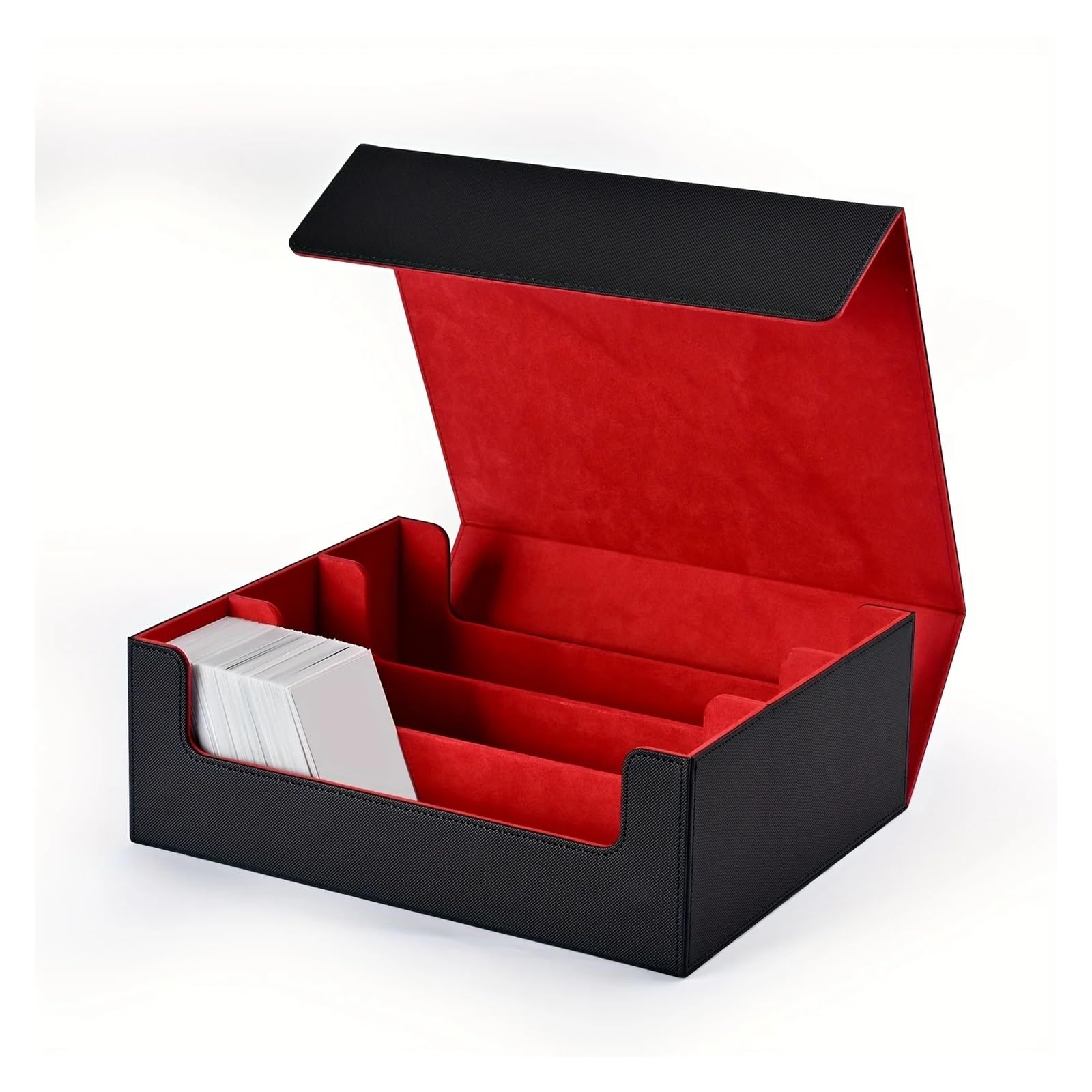 Deck Box Caja de almacenamiento for tarjetas coleccionables, puede contener barajas individuales, cierre magnético cuero PU(Black-purple)