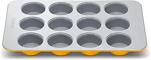 Caraway Non-Stick Ceramic 12-Cup Muffin Pan - Naturally Slick Ceramic Coating - Non-Toxic, PTFE & PFOA Free - Perfect for Cupcakes, Muffins, and More - Marigold