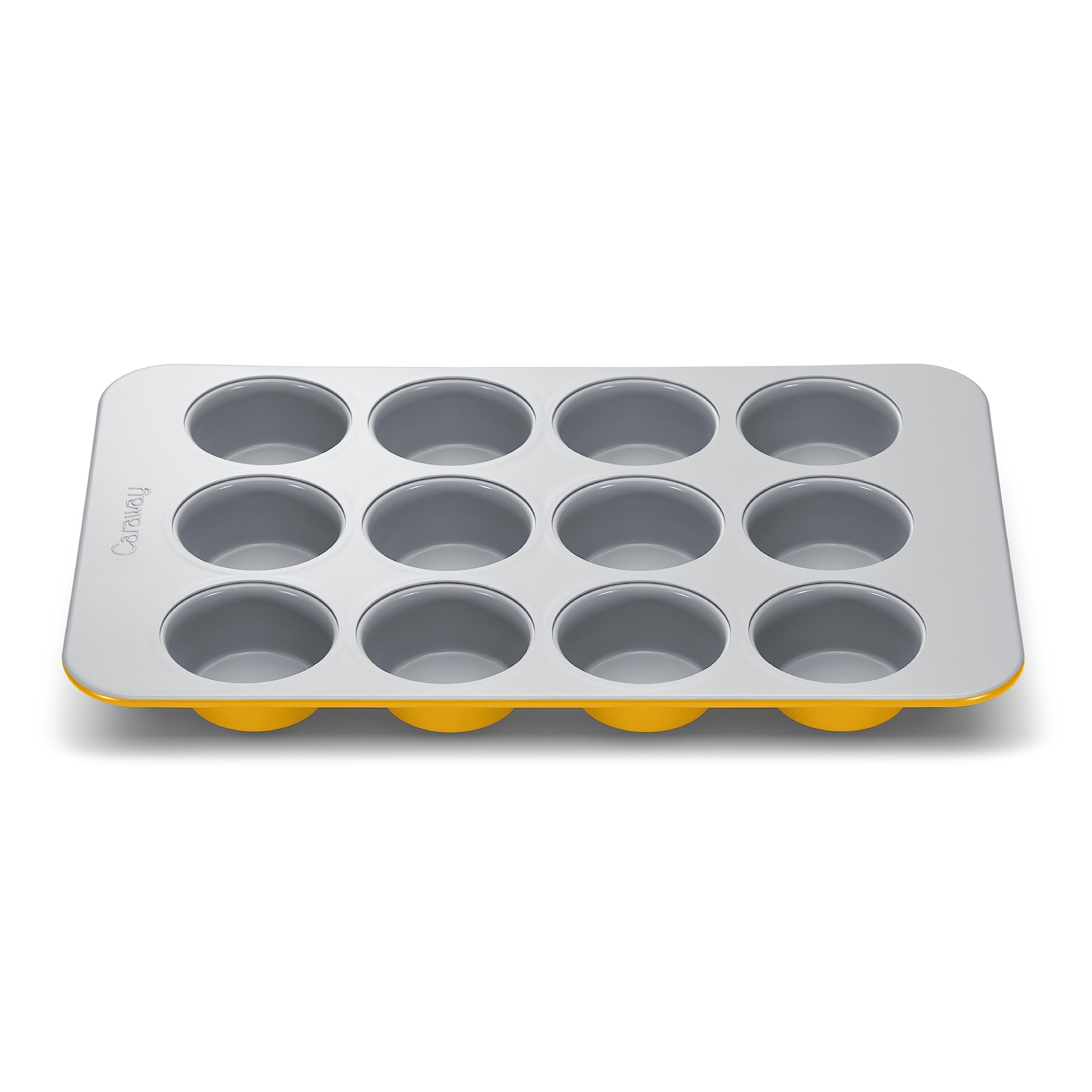 CarawayNon-Stick Ceramic 12-Cup Muffin Pan - Naturally Slick Ceramic Coating - Non-Toxic, PTFE & PFOA Free - Perfect for Cupcakes, Muffins, and More - Marigold