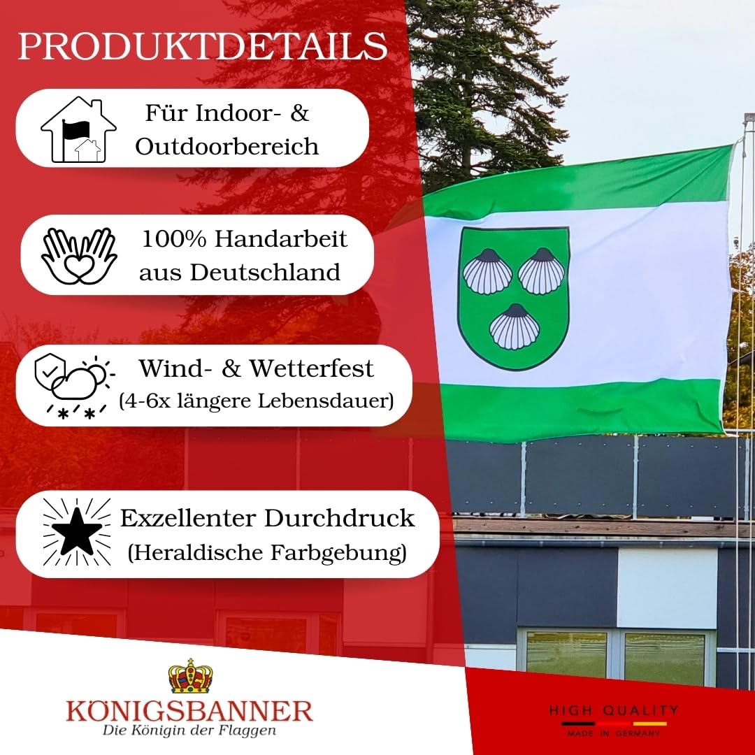Fahnenmast Fahnen XXL - Thüringen Fahne 120x200cm - 100% deutsche Produktion - Inkl. Fahnen Befestigung - Doppelt gesäumt, stabiles Gurtband + 3 Kunststoff-Karabinerhaken