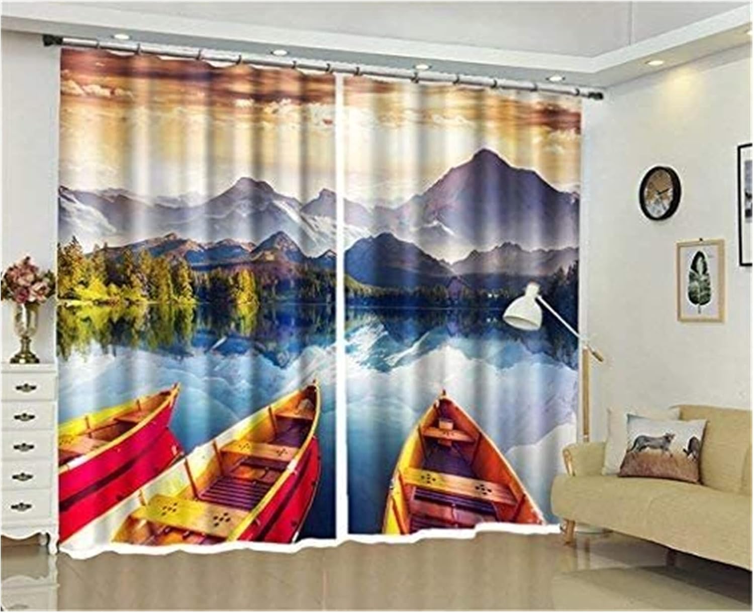 2 Panels Curtain Country,Polyester Faux Fantasy Foggy Forest 3D Print Thermal Insulated Blackout Curtain for Living Room Bedroom Dining Room Kids Room (Color : C, Size : 264 * 241cm)