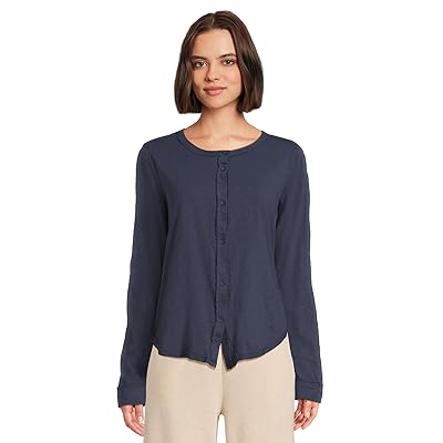 Mod o doc Long Sleeve Exposed Seams Button Up Slim Cardigan Women