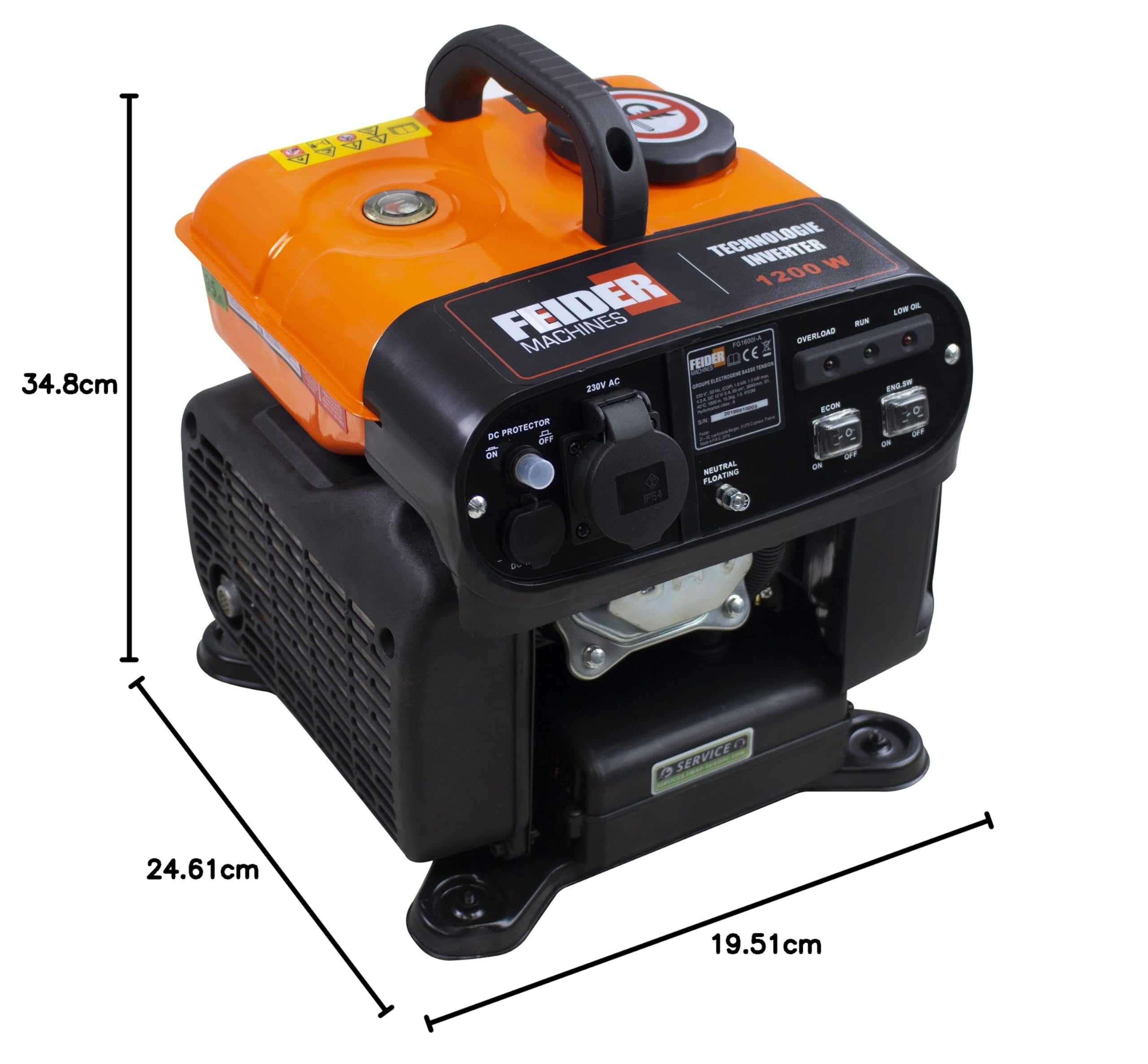 FEIDER - Generatore a benzina Inverter 1200 W - avvio manuale con lanciatore - FG1600i-A