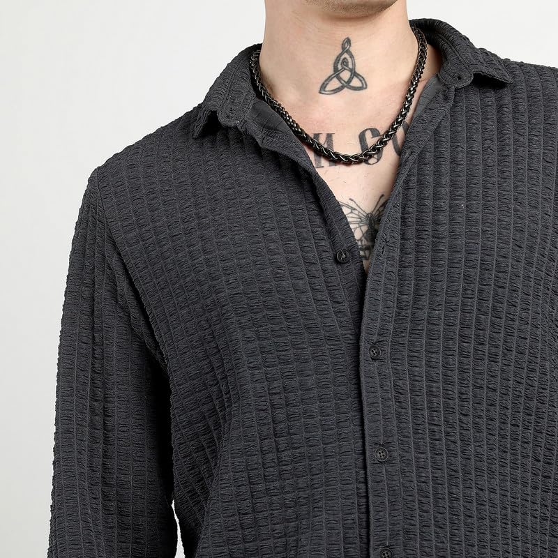 Image of CAHOOT Men'sTartan Plaid Shirt for Casual Wear | Spread Collar | Long Sleeve | Button Closure | Shirt Crafted with Comfort Fit for Everyday Wear