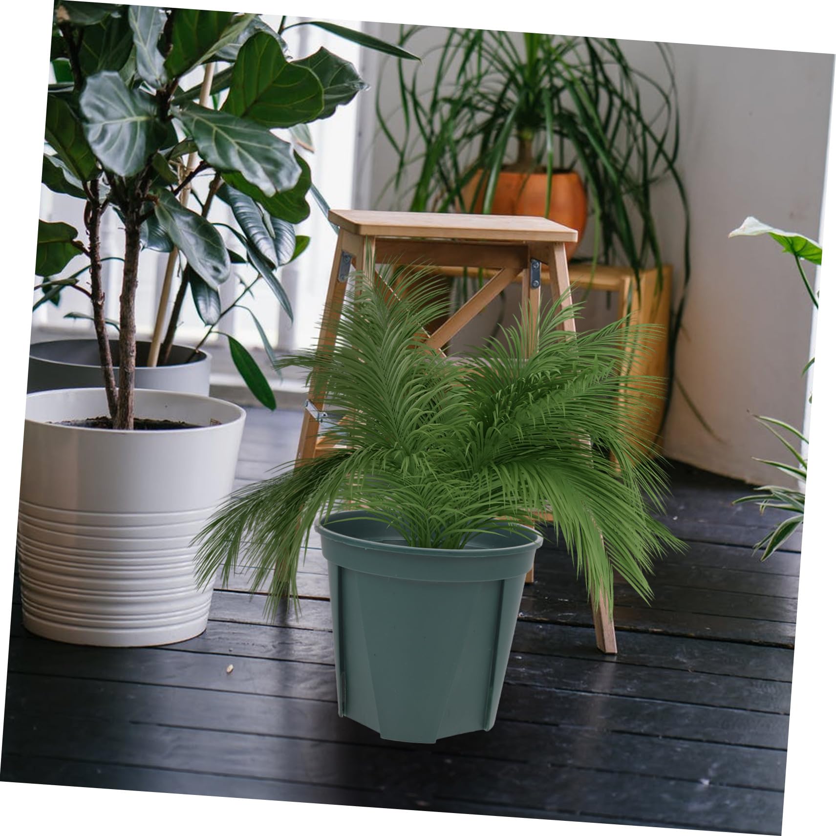 5 Pièces Pots de Fleurs Contrôle des Racines avec Ventilation Rond pour Plantes Intérieur et Extérieur Contenants Respirants pour Jardinières Vert Modèle