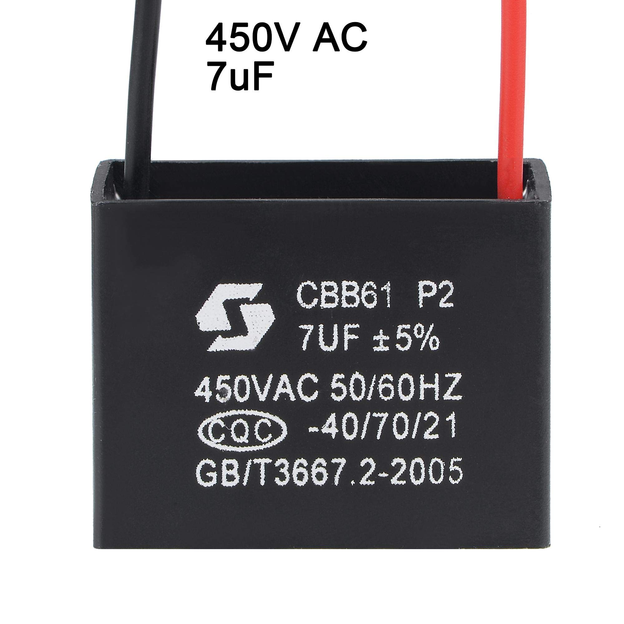 Buy uxcell Ceiling Fan Capacitor CBB61 7uF 450V AC 2 Wires Metallized