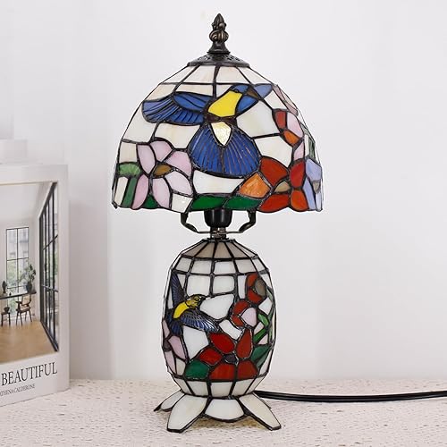 Miniatura 4 de Lámpara pequeña Tiffany de cristal manchado, mini jarrón para madre e hija, luz de acento de escritorio para dormitorio, mesita de noche, lectura,
