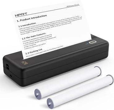 HPRT MT810 Portable Printers Wireless for Travel, Bluetooth Printer with Printer Paper Rolls for MT8102 Rolls | 8.3x23