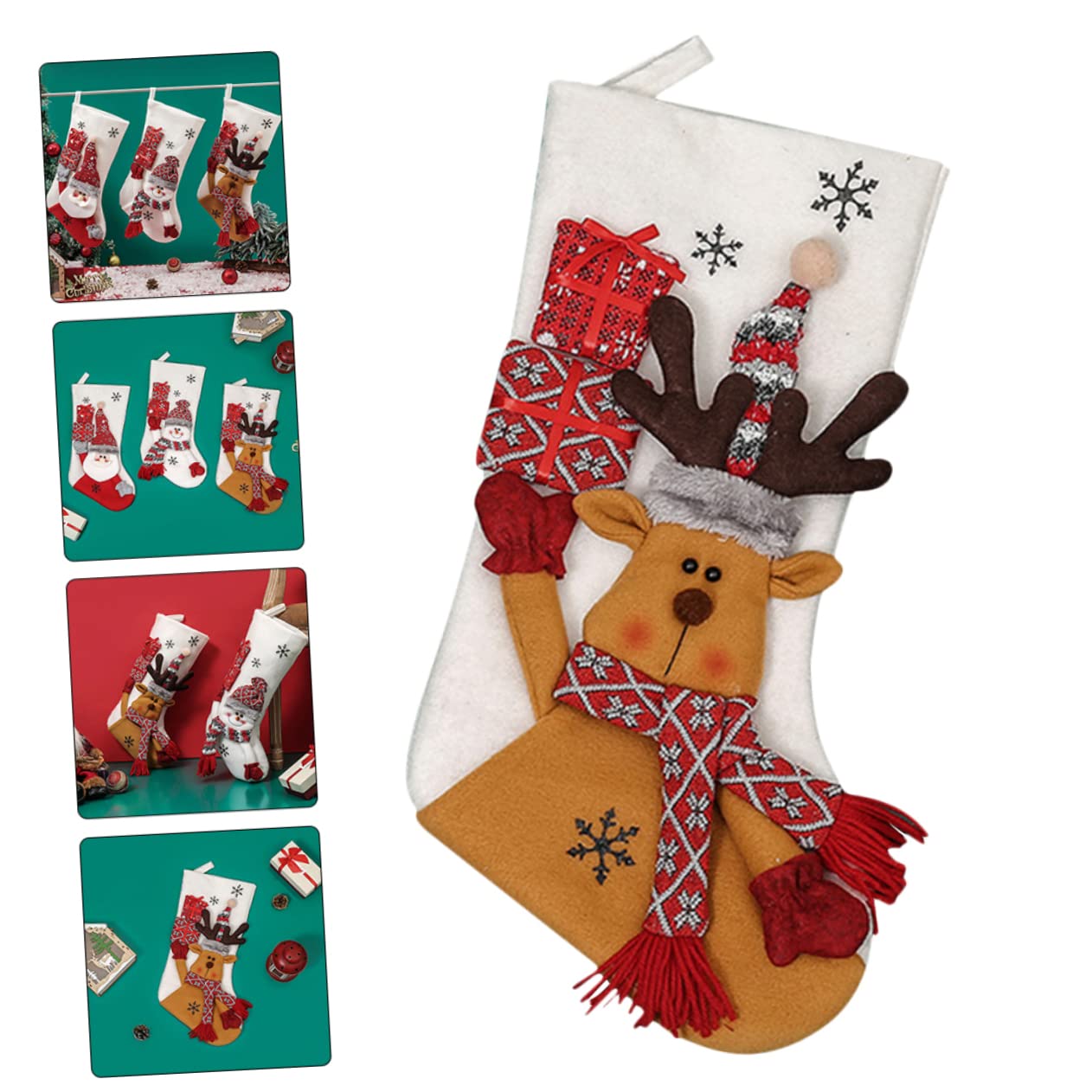 Zerodeko 3 Stück Weihnachtssocken Weihnachtsbaum Strümpfe Weihnachten Plüsch christbaumanhänger weihnachtsbäume geschmückt Christbaumschmuck traditionelle Weihnachtsstrümpfe Maschenware