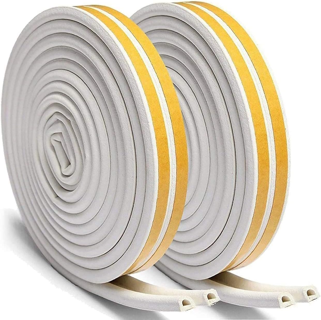Weatherproof, Weatherproof Door and Window soundproof Seals, Anti-Collision Rubber self-Adhesive Weather Strips, 2 Rolls, 39 feet in Total Length